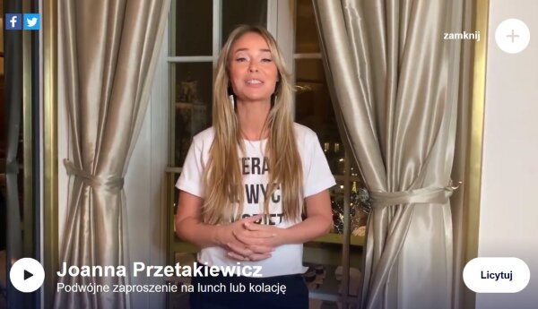 Wylicytuj kolację z Joanną Przetakiewicz - cały dochód wesprze WOŚP!